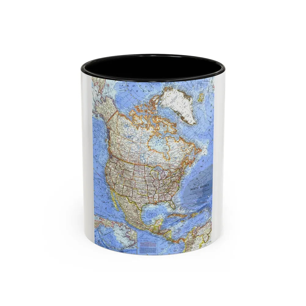 North America (1964) (Map) Accent Coffee Mug-11oz-Black-Go Mug Yourself