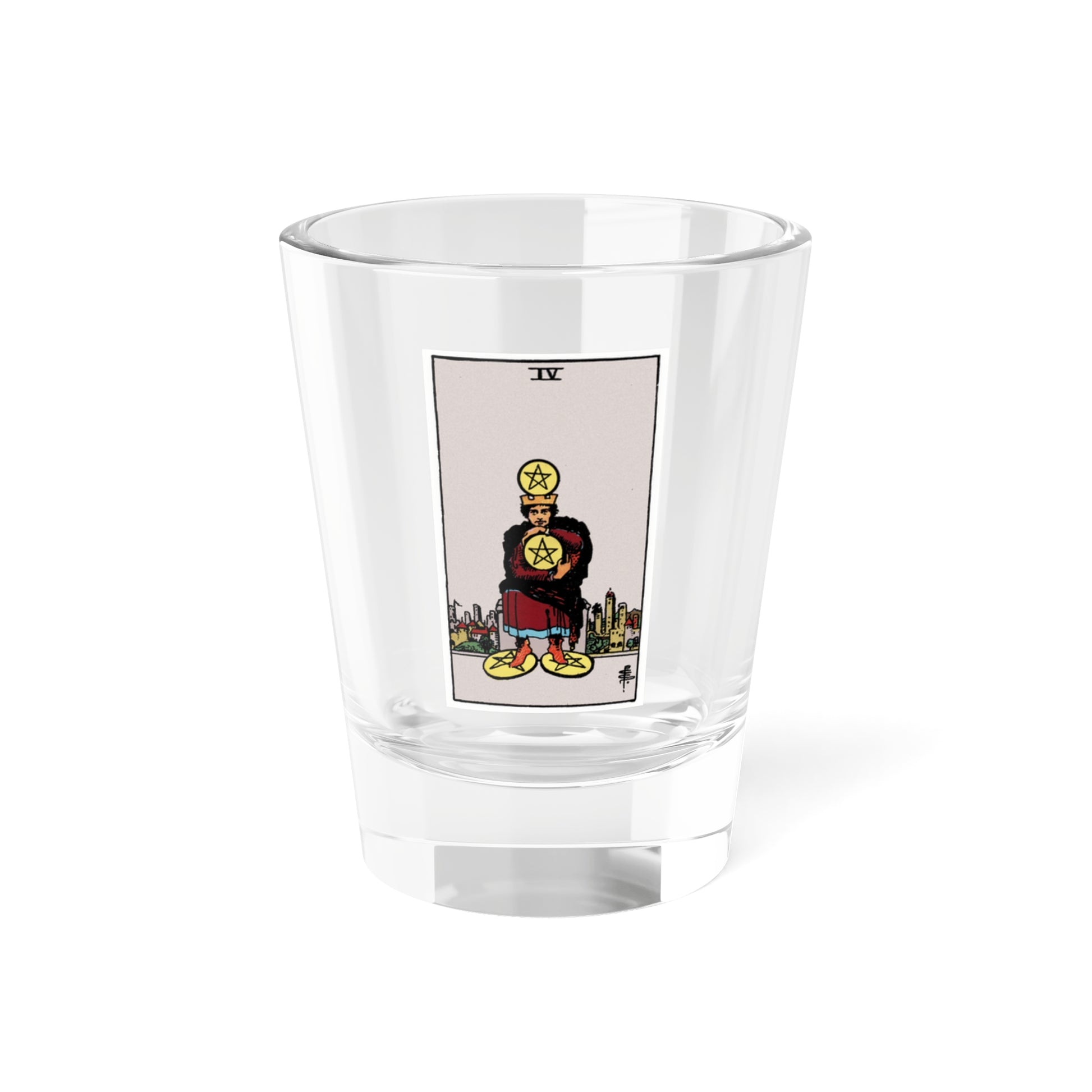 The 4 of Pentacles (Tarot Card) Shot Glass 1.5oz-1.5oz-Go Mug Yourself