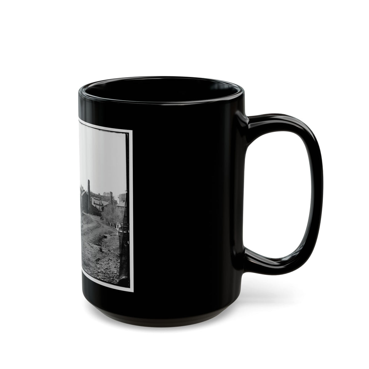Richmond, Va. View Of The Tredegar Iron Works, With Footbridge To Neilson's Island (U.S. Civil War) Black Coffee Mug