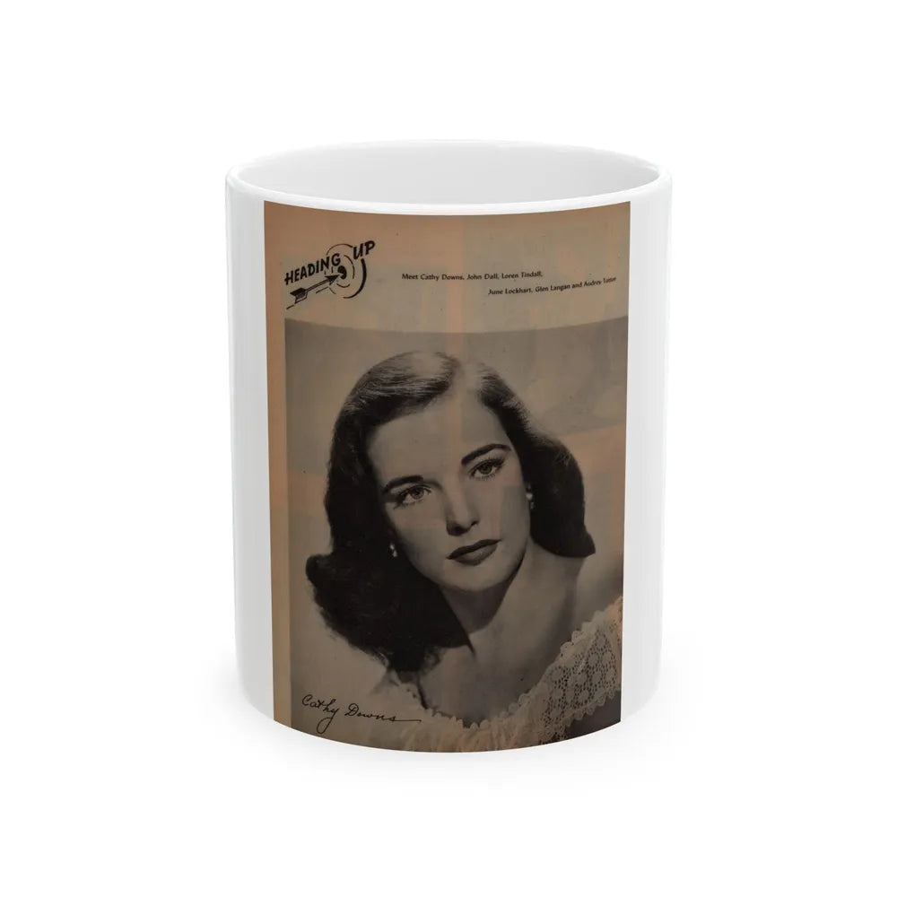 Cathy Downs #28 - 8x10 B&W Magazine Page Glamour Portrait (Vintage Female Icon) White Coffee Mug-11oz-Go Mug Yourself