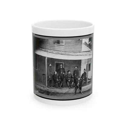 Gen. Alexander Mccook And Staff Posed On Porch Near Washington, D.C. (U.S. Civil War) White Coffee Mug