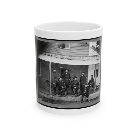 Gen. Alexander Mccook And Staff Posed On Porch Near Washington, D.C. (U.S. Civil War) White Coffee Mug