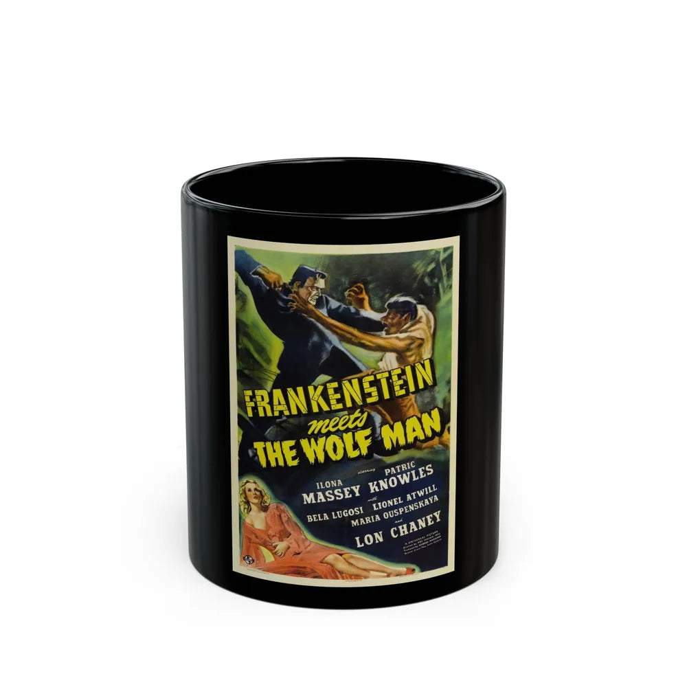 FRANKENSTEIN MEETS THE WOLF MAN 1943 Movie Poster - Black Coffee Mug-11oz-Go Mug Yourself