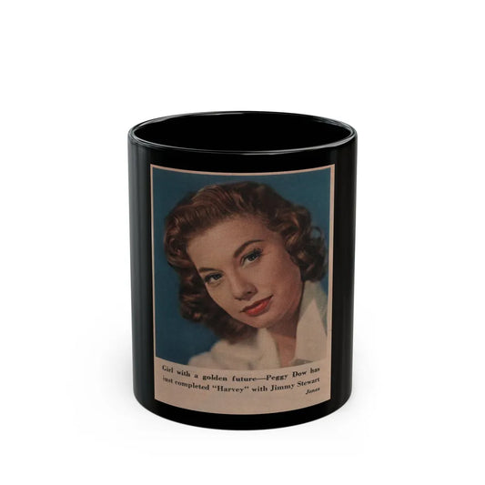 Peggy Dow #65 - 3x3.5 Early 50's Color Glamour Protrait Photo from Magazine Clipping (Vintage Female Icon) Black Coffee Mug-11oz-Go Mug Yourself