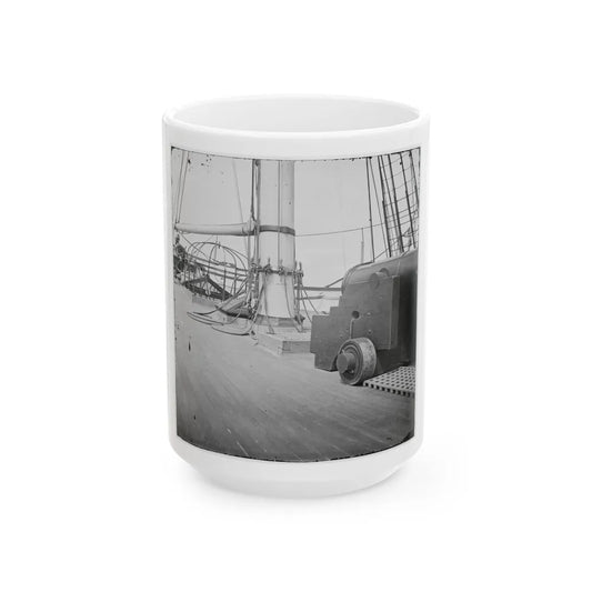 Charleston Harbor, S.C. 24-Pdr. Howitzer On Deck Of U.S.S. Pawnee (U.S. Civil War) White Coffee Mug-15oz-Go Mug Yourself