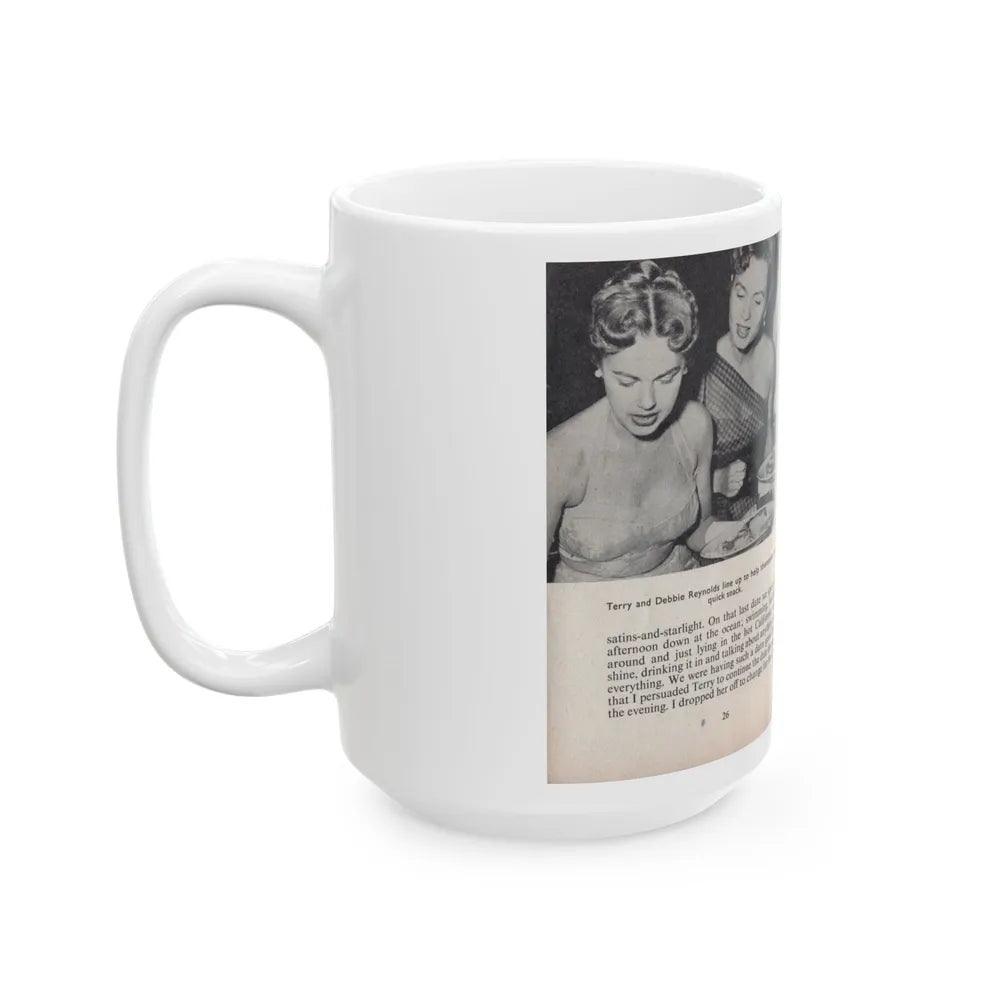 Terry Moore #448 - 66 PHOTOGRAPHS OF Terry MOORE U.K. Pocket Mag. Pages 26 & 27 (Vintage Female Icon) White Coffee Mug-Go Mug Yourself