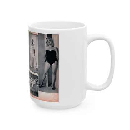 Jeanne Carmen #215 - Pages 40 & 41 Pages 3 & 4 of 6+4 B&W Photos & start of article from Man's Conquest Mag. October '60 (Vintage Female Icon) White Coffee Mug-Go Mug Yourself