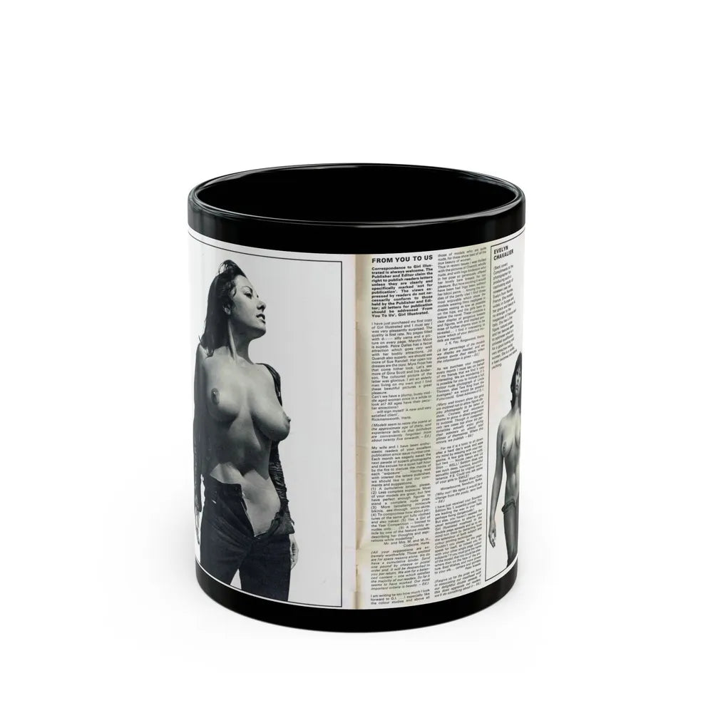 June Palmer #139 - Topless Magazine Spread (Vintage Female Icon) Black Coffee Mug-11oz-Go Mug Yourself