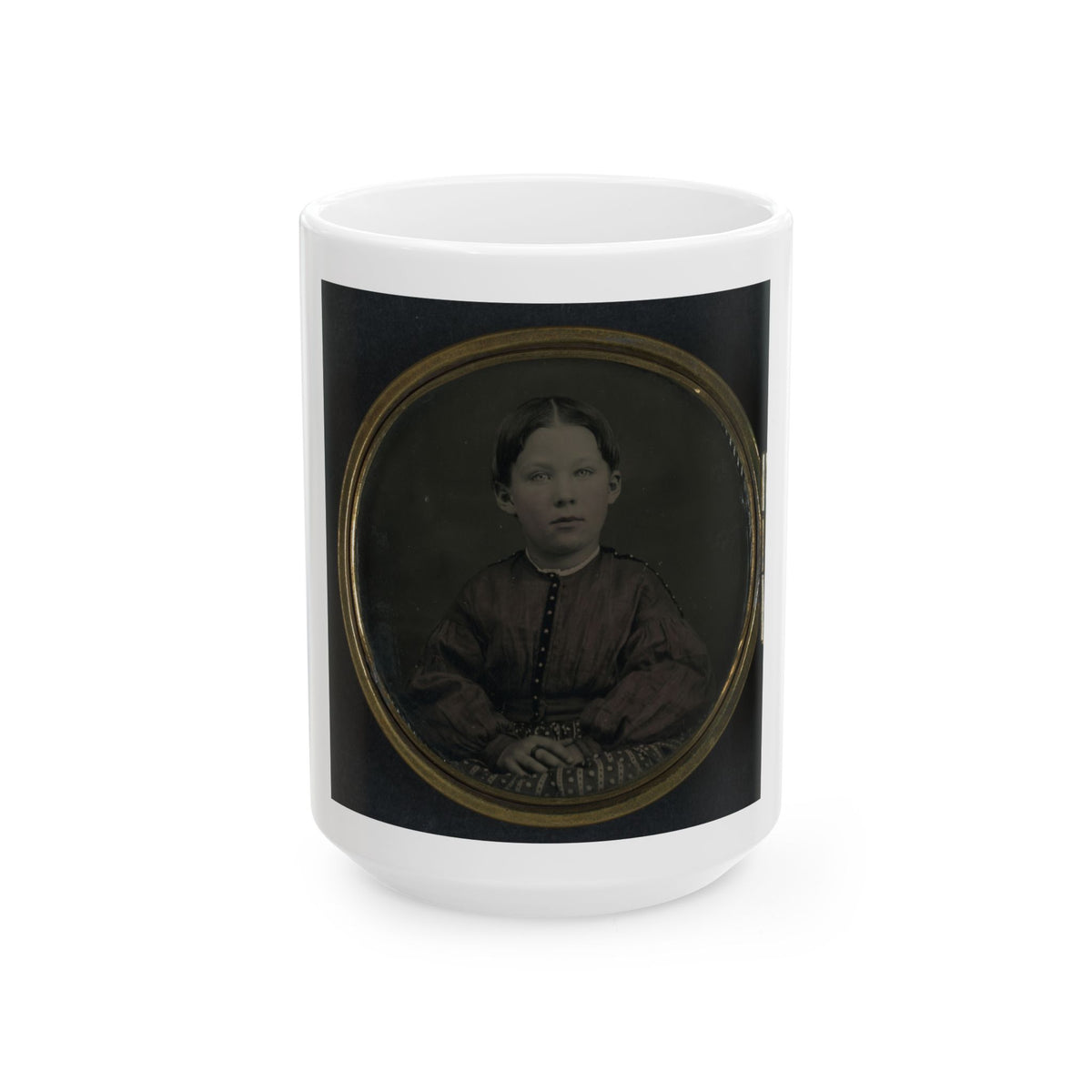 Unidentified Girl Seated In Dress (U.S. Civil War) White Coffee Mug