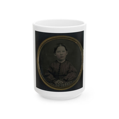 Unidentified Girl Seated In Dress (U.S. Civil War) White Coffee Mug