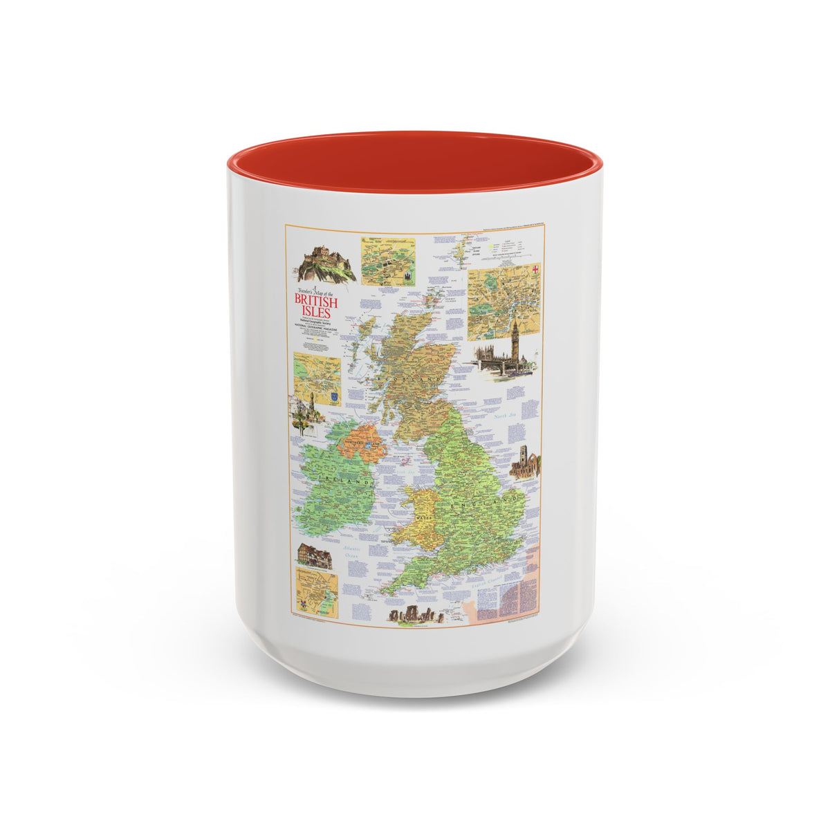 British Isles - A Traveller's Map 1 (1974) (Map) Accent Coffee Mug