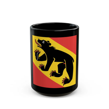 Flag of Canton of Bern Switzerland - Black Coffee Mug-15oz-Go Mug Yourself