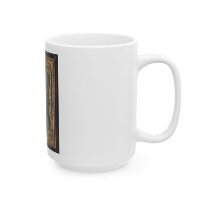 Three Unidentified Soldiers In Confederate Artillerymen Uniforms (U.S. Civil War) White Coffee Mug