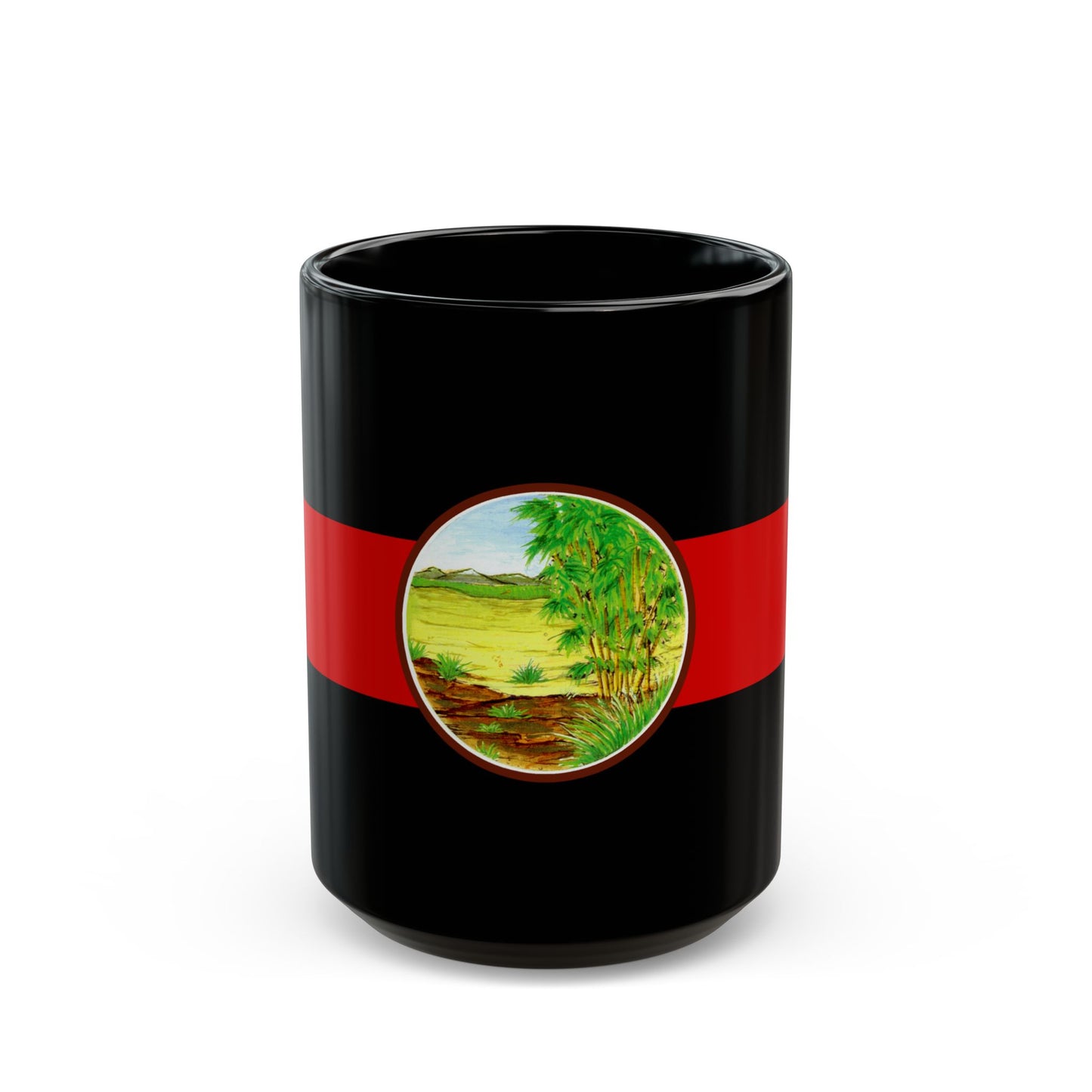 Flag of Nong Khai Province Thailand - Black Coffee Mug-15oz-Go Mug Yourself