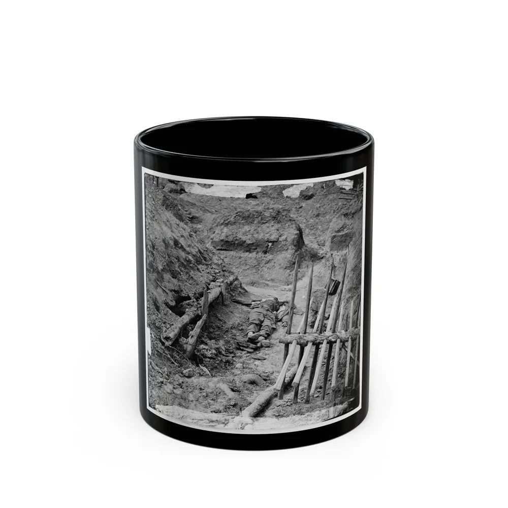 Petersburg, Va. Dead Confederate Soldier, In Trench Beyond A Section Of Chevaux-De-Frise (U.S. Civil War) Black Coffee Mug-11oz-Go Mug Yourself