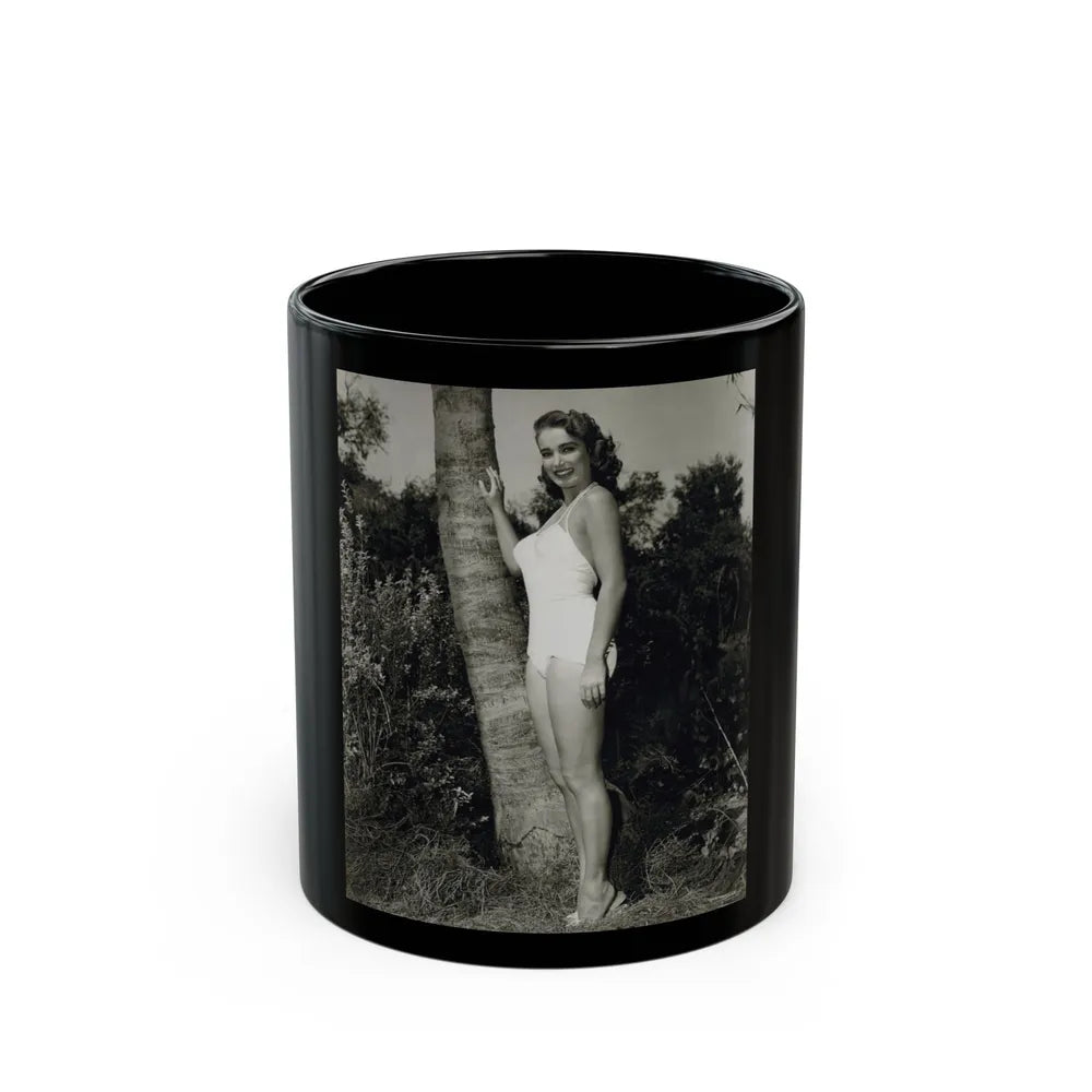 Julia Adams #97 - 8x10 B&W Full Body 1-Piece Swimsuit Promo Photo for Creature From The Black Lagoon '54 2 (Vintage Female Icon) Black Coffee Mug-11oz-Go Mug Yourself