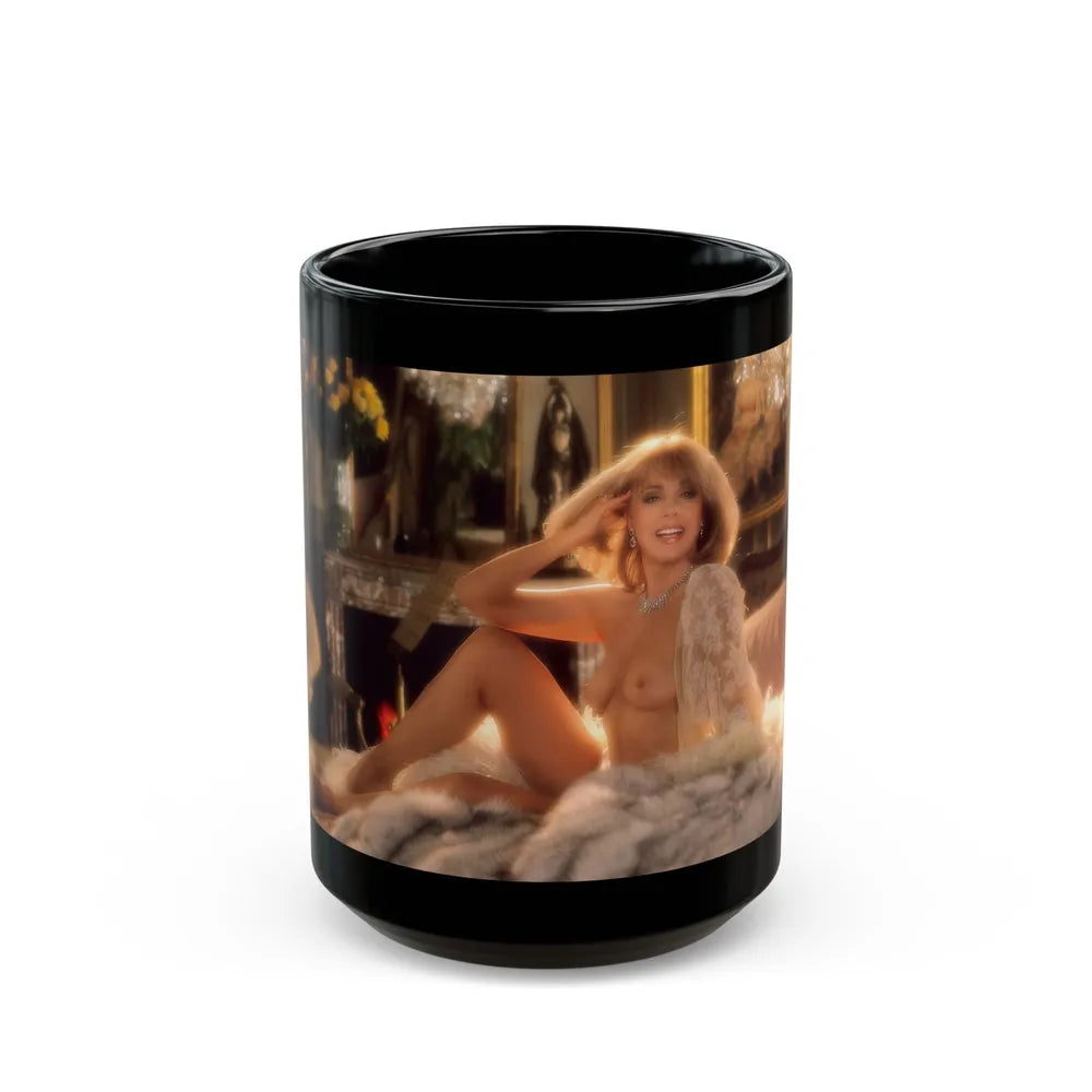 Terry Moore #406 - Unreleased Aug. '84 Playboy Photo from shoot topless in lingerie & heels (Vintage Female Icon) Black Coffee Mug-15oz-Go Mug Yourself