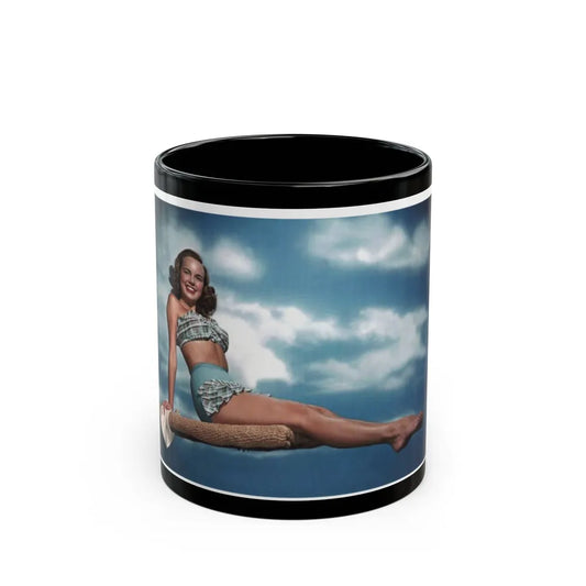 Terry Moore #737 - Late 40's 2-Piece Swimsuit Color Cheesecake Photo (Vintage Female Icon) Black Coffee Mug-11oz-Go Mug Yourself