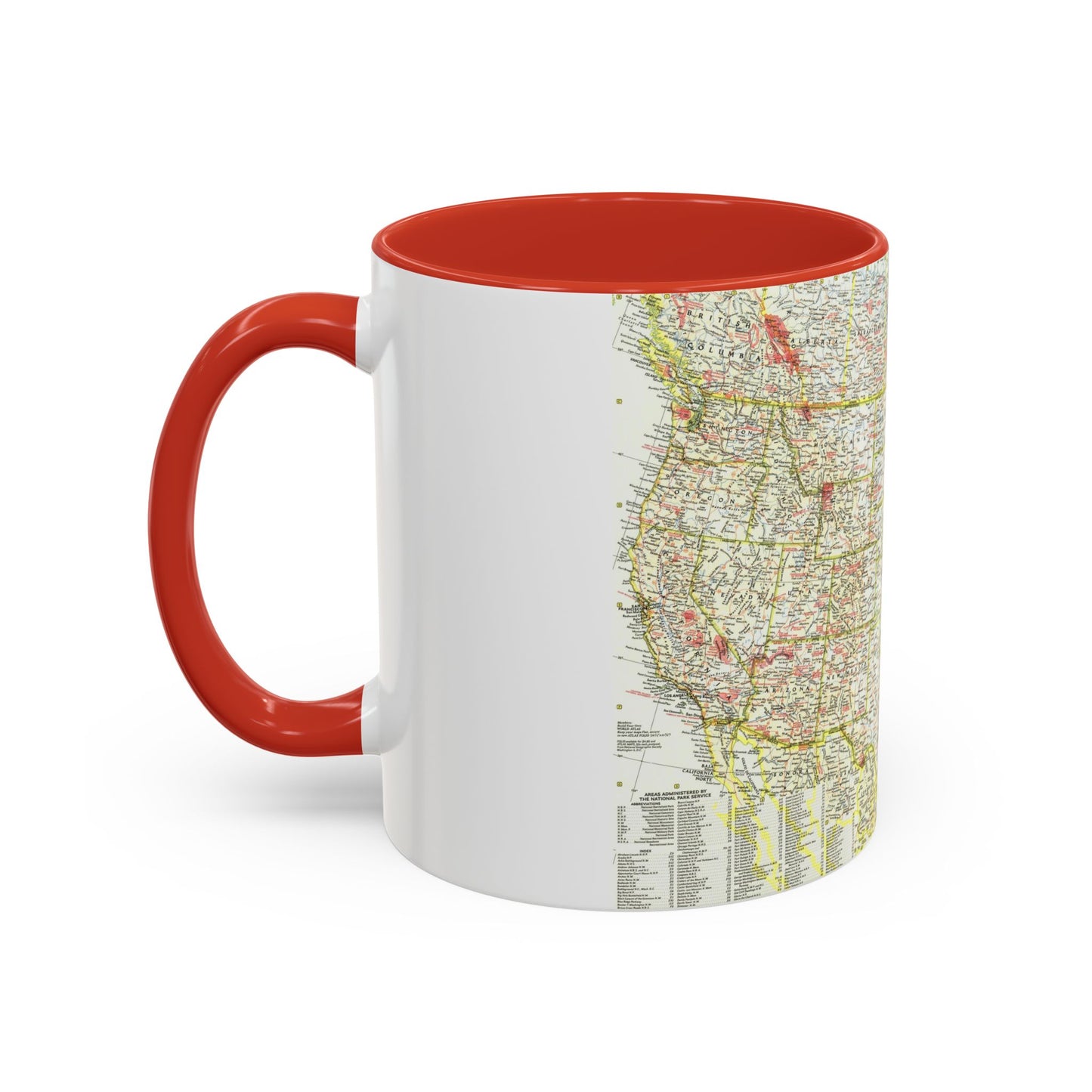 USA - National Parks and Historic Sites 1 (1958) (Map) Accent Coffee Mug