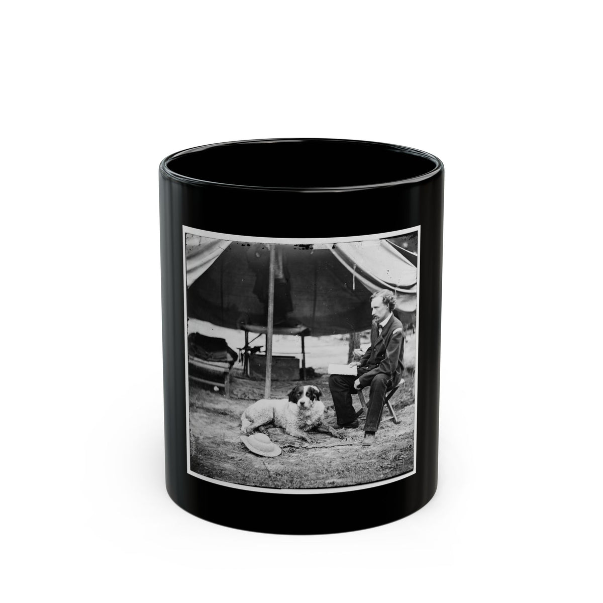 The Peninsula, Va. Lt. George A. Custer With Dog (U.S. Civil War) Black Coffee Mug