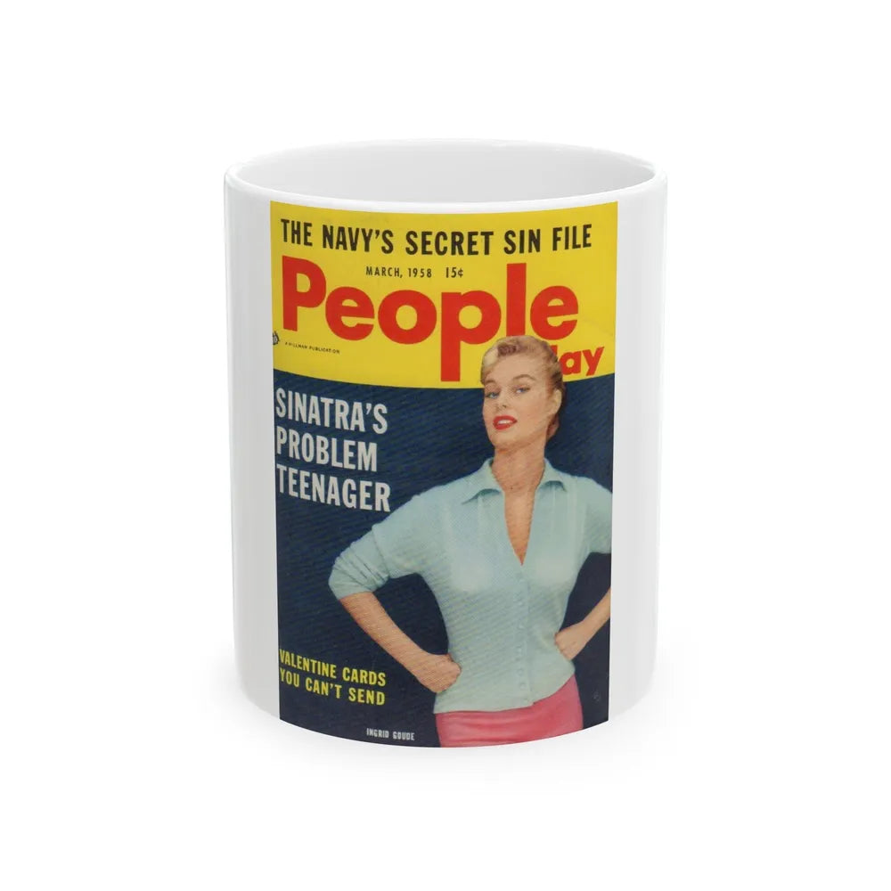 Ingrid Goude #33 - People Today March '58 Mag. Cover (Vintage Female Icon) White Coffee Mug-11oz-Go Mug Yourself