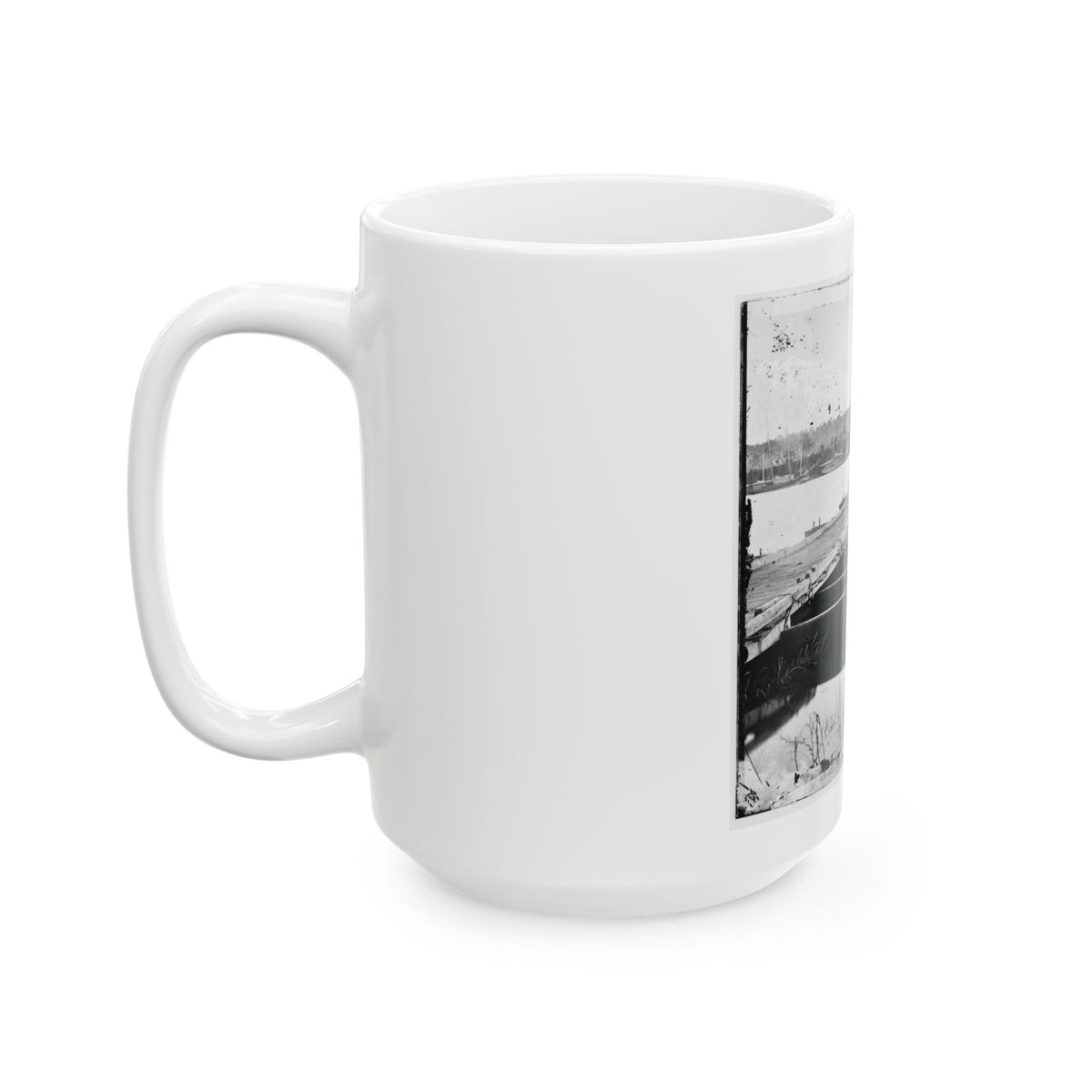 Jones' Landing, Va., Vicinity. Pontoon Bridge Over The James, From The North Bank (U.S. Civil War) White Coffee Mug