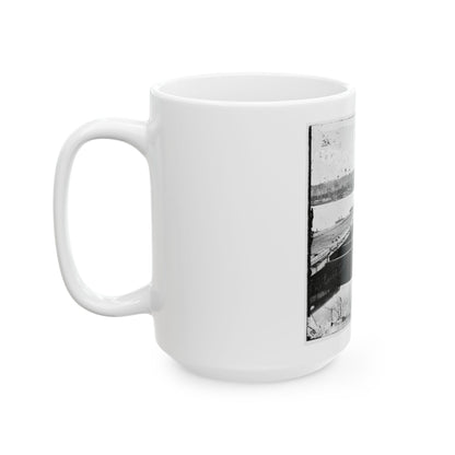 Jones' Landing, Va., Vicinity. Pontoon Bridge Over The James, From The North Bank (U.S. Civil War) White Coffee Mug
