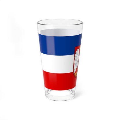 Flag of Serbia and Montenegro with coat of arms (Yugoslavia) Pint Glass 16oz