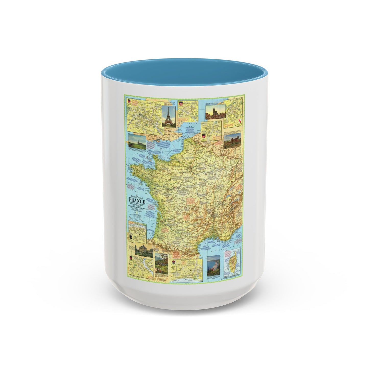 France - A Traveller's Map 1 (1971) (Map) Accent Coffee Mug