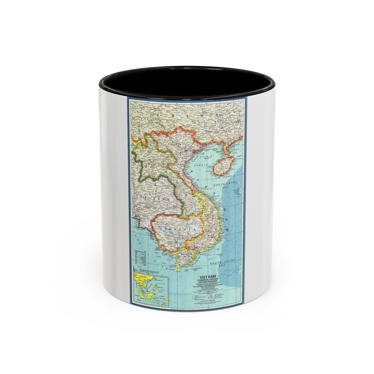 Asia - Viet Nam, Cambodia, Laos (1965) (Map) Accent Coffee Mug