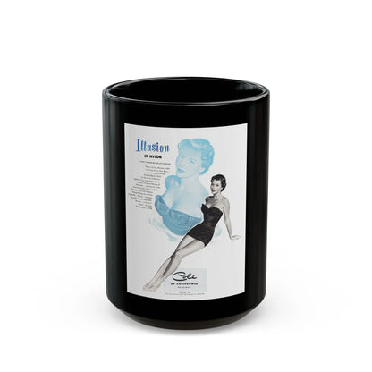 Cole of California ad, Harpers Bazaar, January 1950 - Black Coffee Mug-15oz-Go Mug Yourself