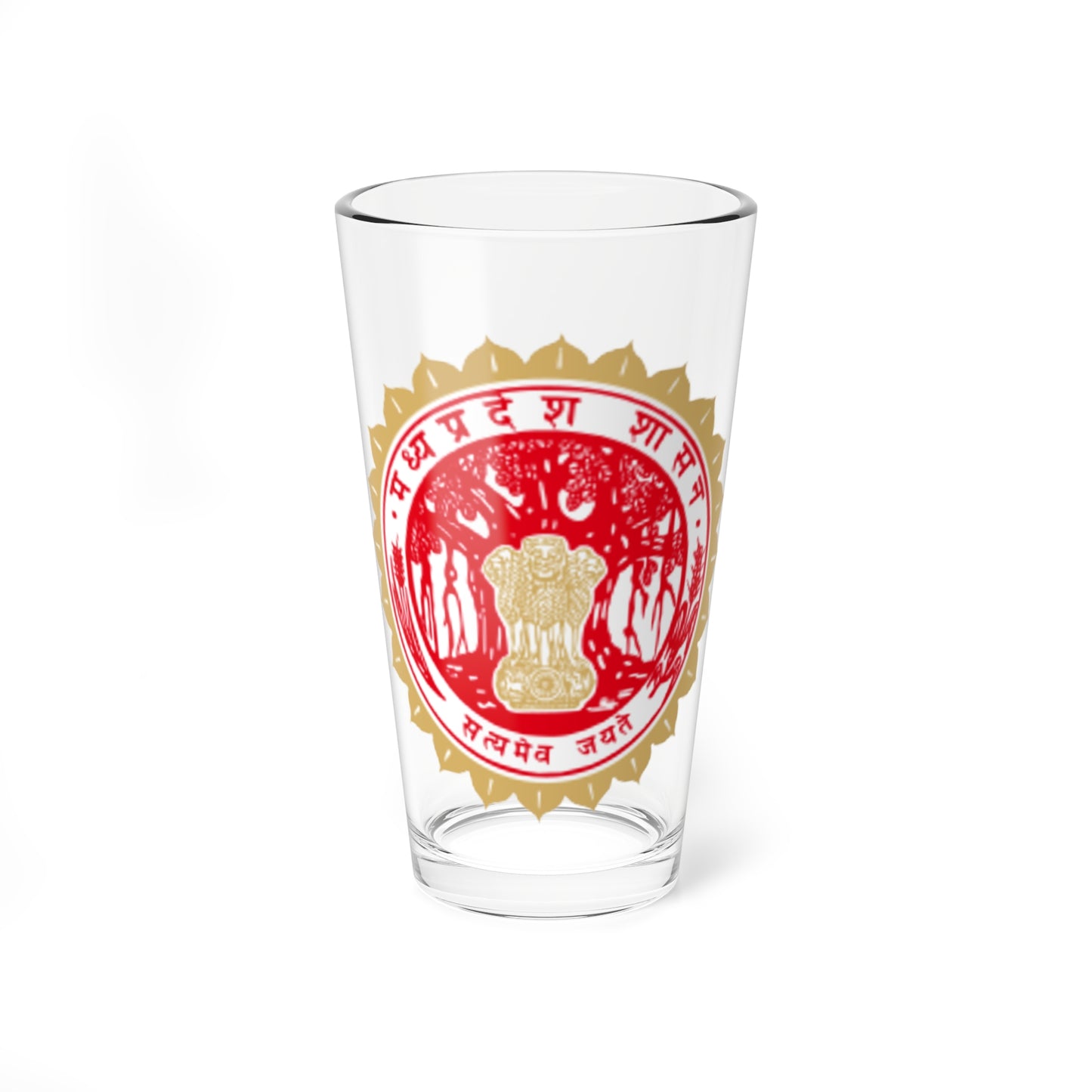 Emblem of Madhya Pradesh (India) (Coat of Arms) Pint Glass 16oz