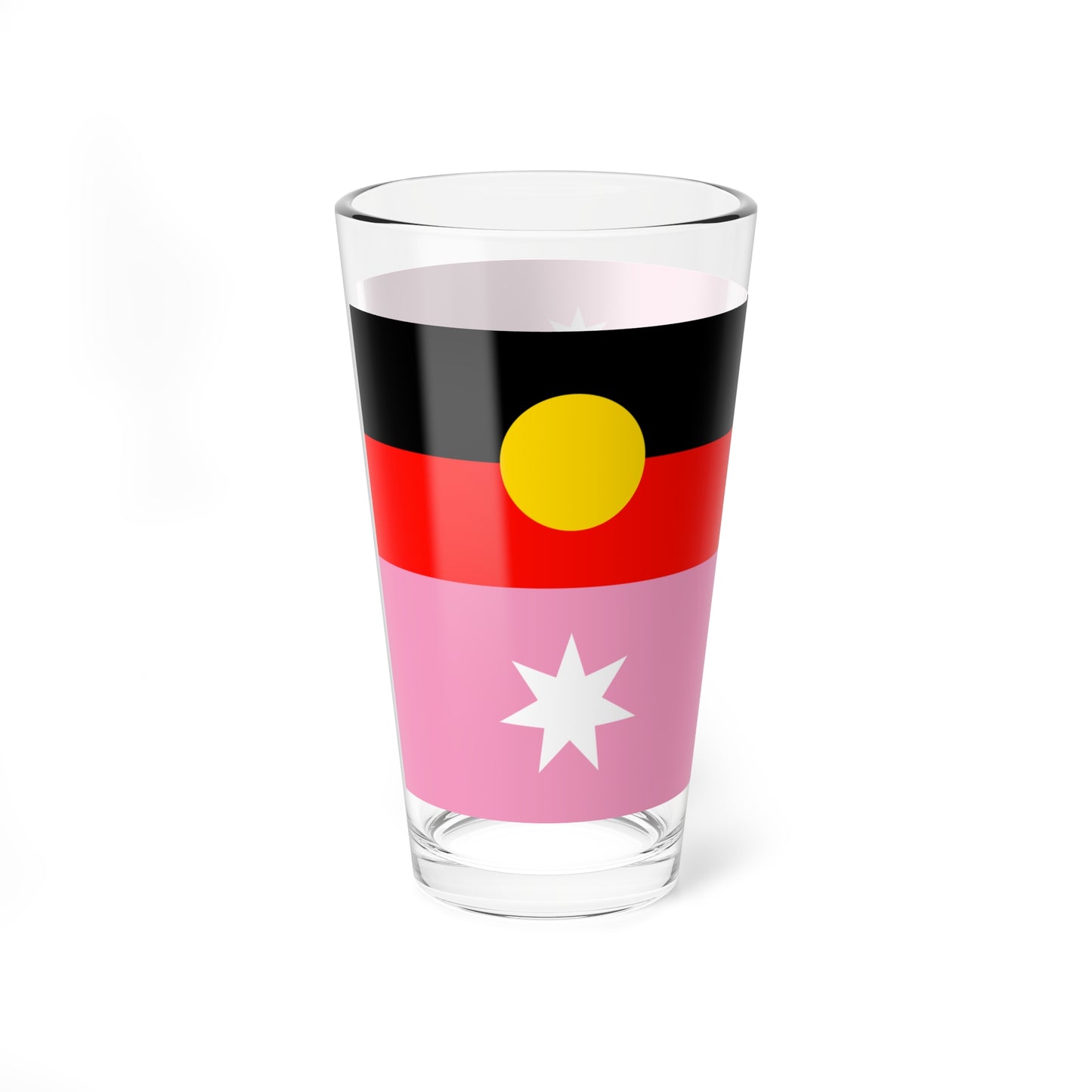 Australian Gay Pride Flag with Aboriginal Flag (Australia) Pint Glass 16oz