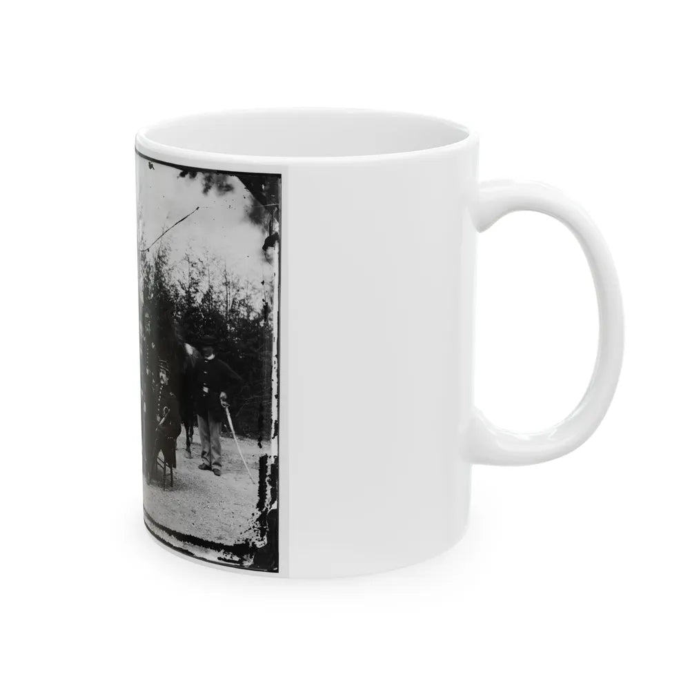 District Of Columbia. Gen. William Gamble And Staff At Camp Stoneman, The Cavalry Depot At Giesborough Point (U.S. Civil War) White Coffee Mug-Go Mug Yourself