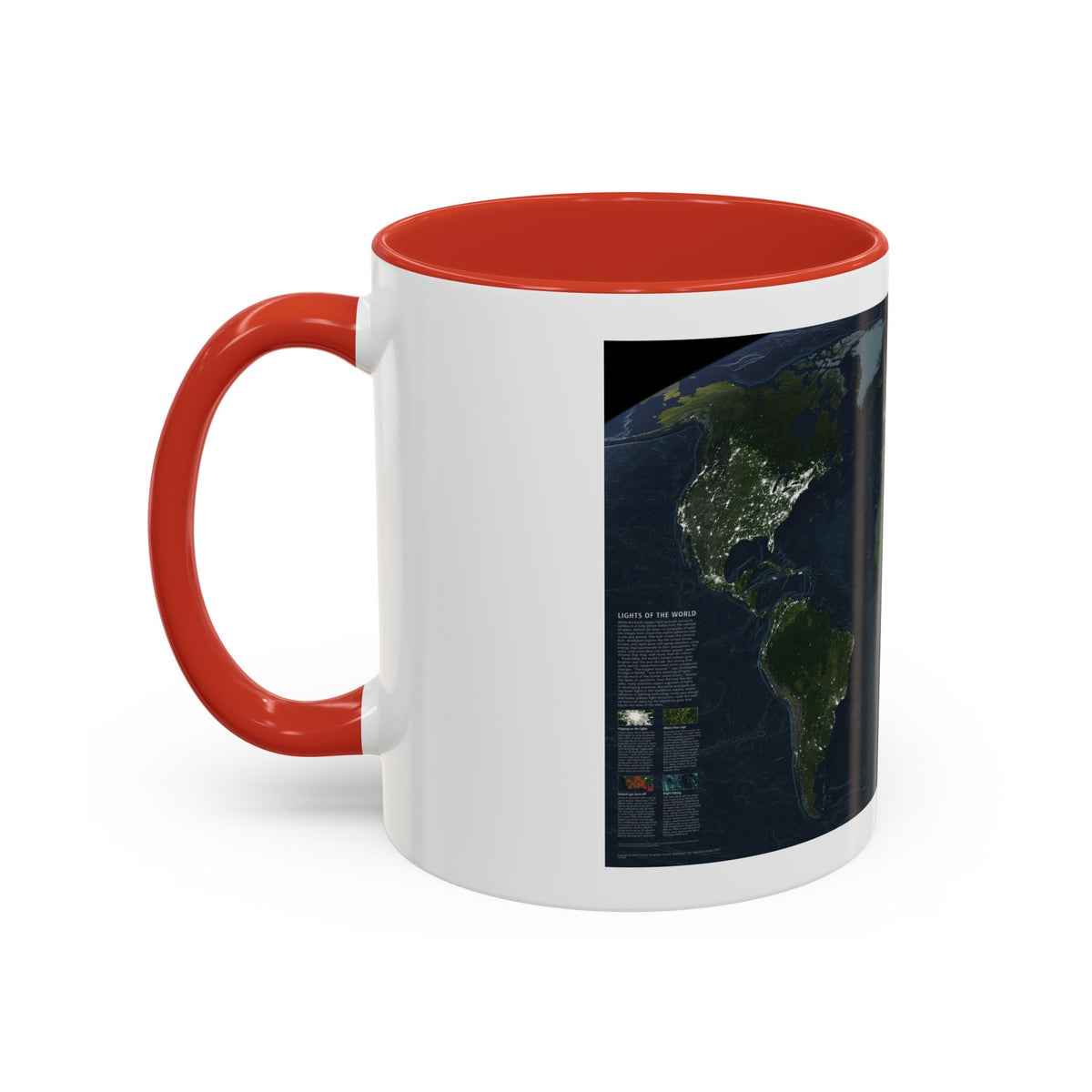 World Map - Earth at Night (2004) (Map) Accent Coffee Mug