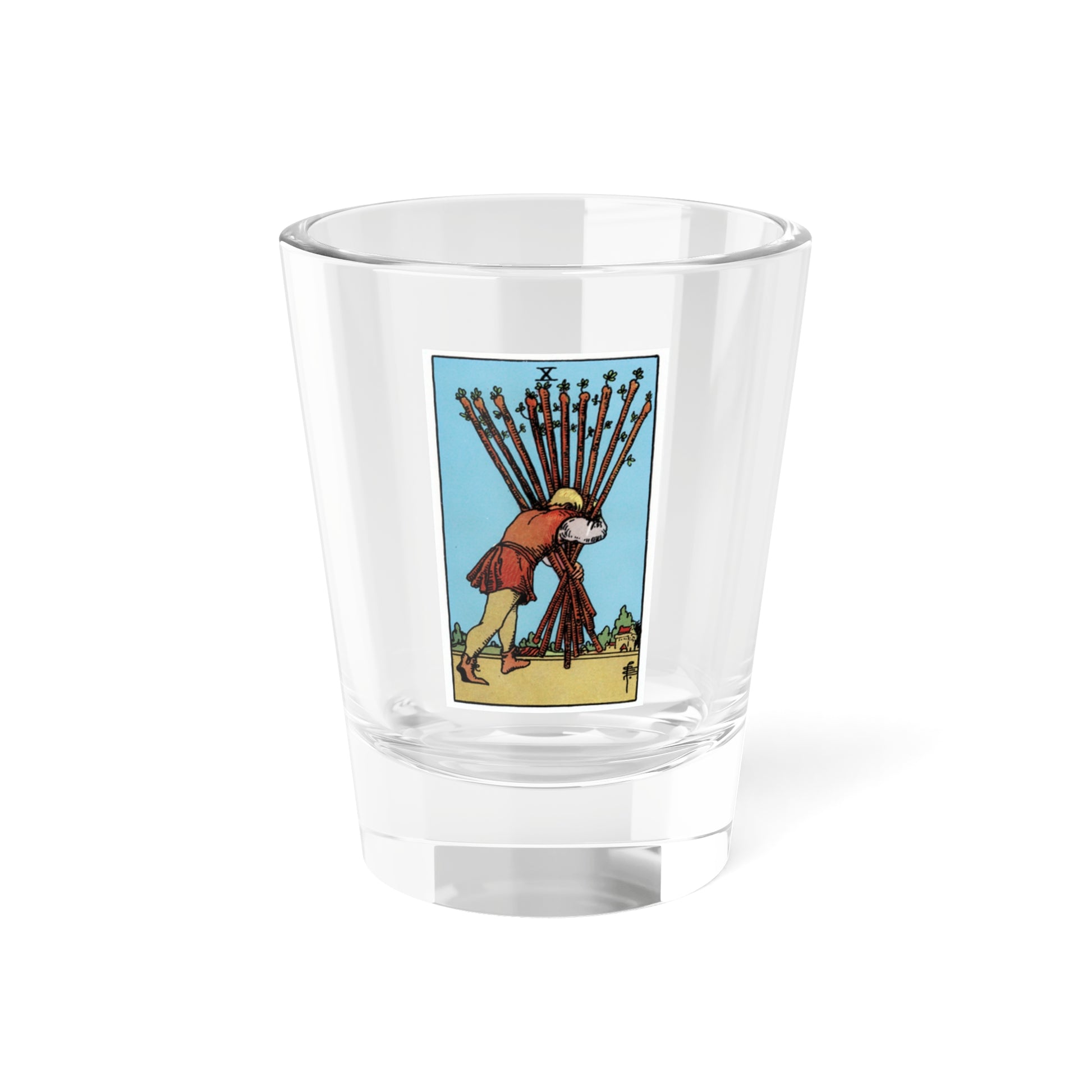 The 10 of Wands (Tarot Card) Shot Glass 1.5oz-1.5oz-Go Mug Yourself