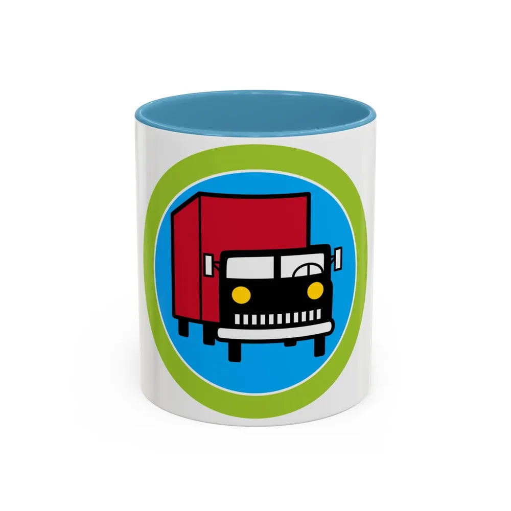 Truck Transportation (Boy Scout Merit Badge) Accent Coffee Mug-11oz-Light Blue-Go Mug Yourself