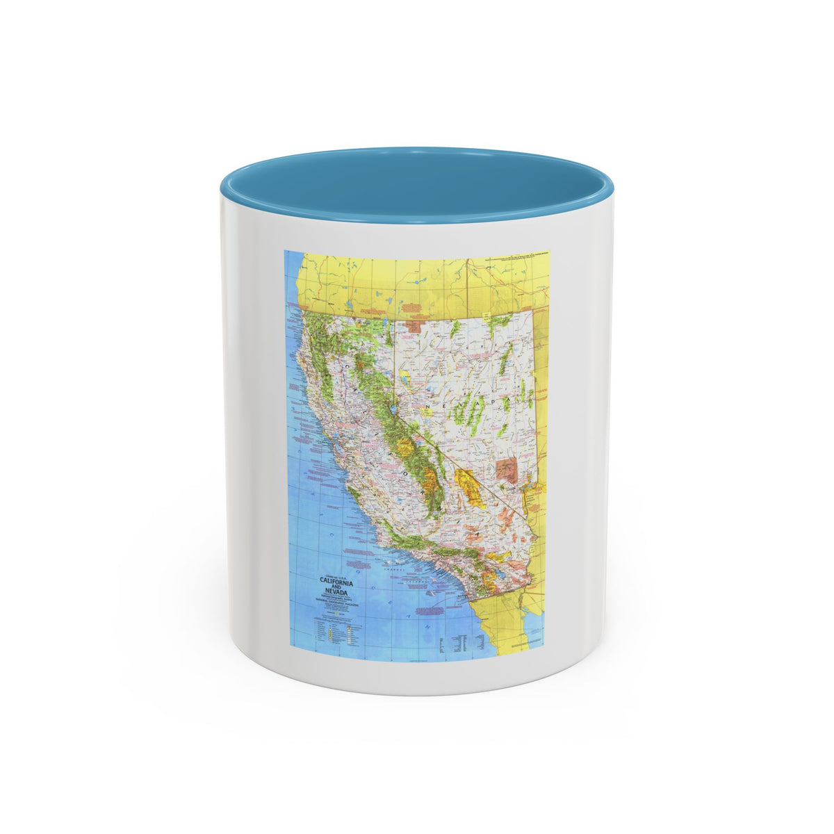 USA - California and Nevada 1 (1974) (Map) Accent Coffee Mug