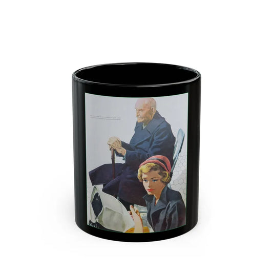 Burden On The Family by Pat Frank, 1950 - Black Coffee Mug-11oz-Go Mug Yourself