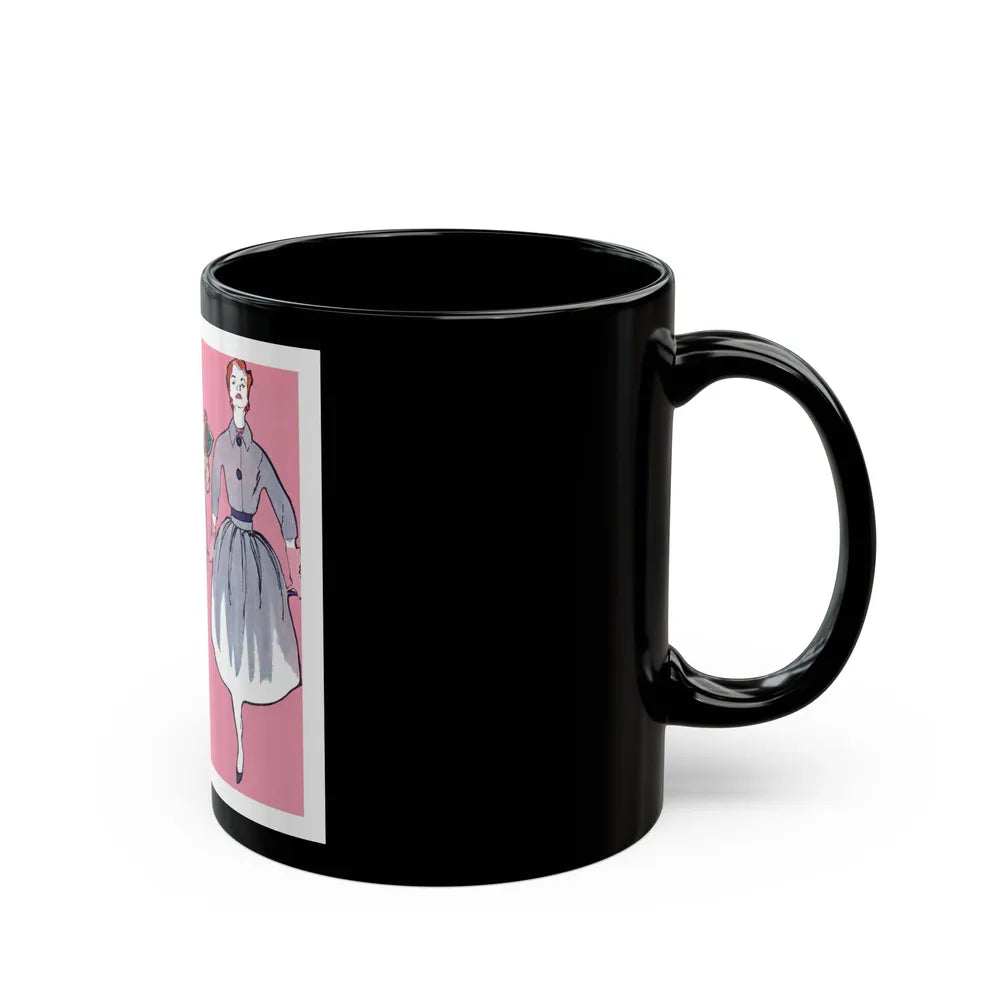 Fashion Illustration from Woman's Own magazine, 1957 - Black Coffee Mug-Go Mug Yourself