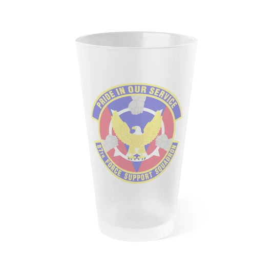 87 Force Support Squadron AMC (U.S. Air Force) Frosted Pint Glass 16oz-Go Mug Yourself