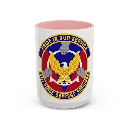 87 Force Support Squadron AMC (U.S. Air Force) Accent Coffee Mug 15oz Pink - Go Mug Yourself