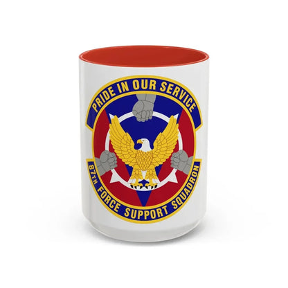 87 Force Support Squadron AMC (U.S. Air Force) Accent Coffee Mug 15oz Red - Go Mug Yourself