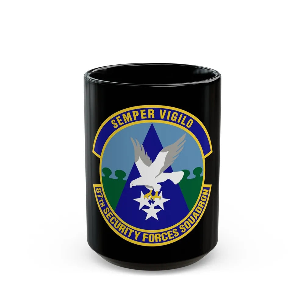 87 Security Forces Squadron AMC (U.S. Air Force) Black Coffee Mug-15oz-Go Mug Yourself