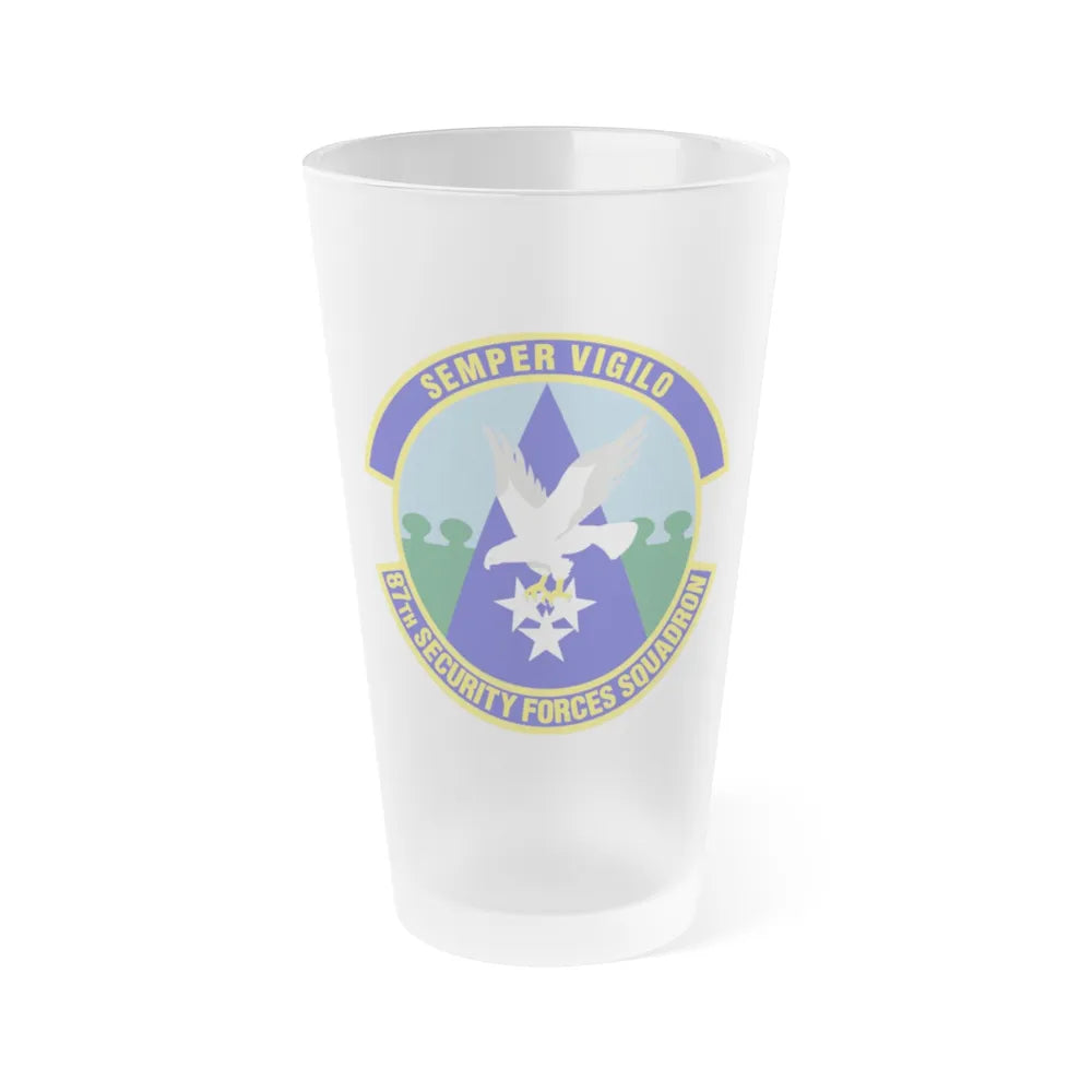 87 Security Forces Squadron AMC (U.S. Air Force) Frosted Pint Glass 16oz-16oz-Frosted-Go Mug Yourself