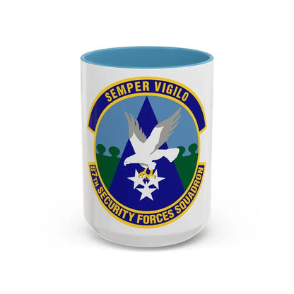 87 Security Forces Squadron AMC (U.S. Air Force) Accent Coffee Mug 15oz Light Blue - Go Mug Yourself
