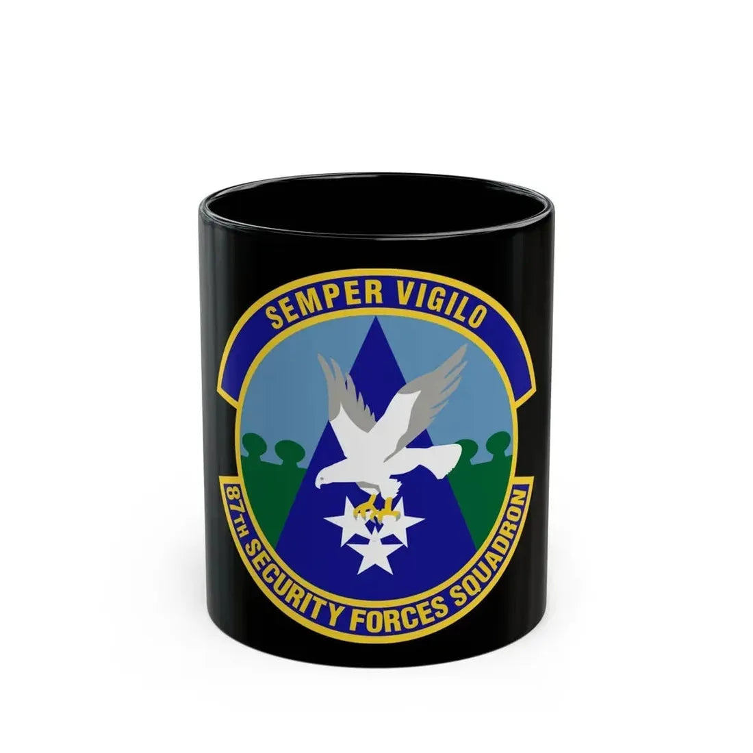 87 Security Forces Squadron AMC (U.S. Air Force) Black Coffee Mug 11oz - Go Mug Yourself