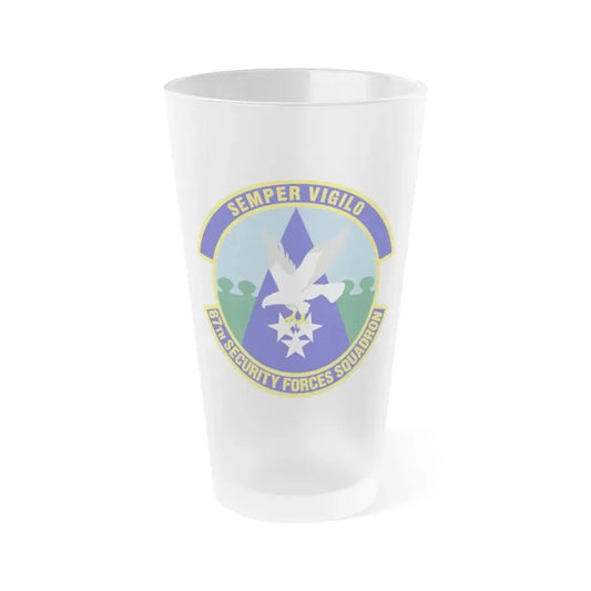 87 Security Forces Squadron AMC (U.S. Air Force) Frosted Pint Glass 16oz 16oz Frosted - Go Mug Yourself