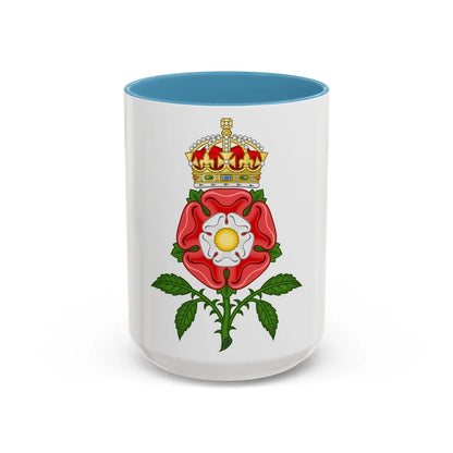 Tudor Rose (Tudor Heraldry) - Accent Coffee Mug-15oz-Light Blue-Go Mug Yourself