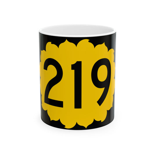K-219 (Kansas) (Road Sign) White Coffee Mug